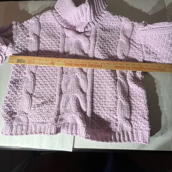 Lavender Cable Knit Crop Turtleneck Sweater grandma core Large - Picture 5 of 8